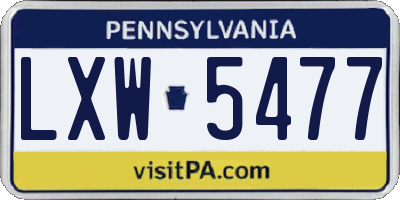 PA license plate LXW5477