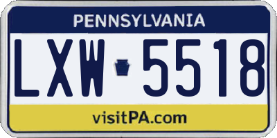 PA license plate LXW5518