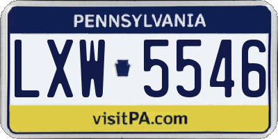 PA license plate LXW5546