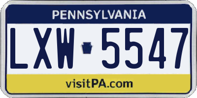 PA license plate LXW5547