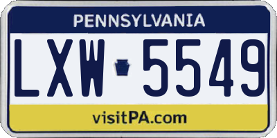 PA license plate LXW5549