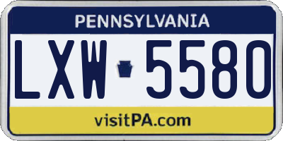 PA license plate LXW5580