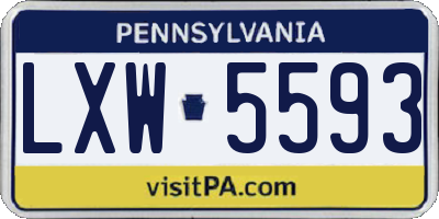 PA license plate LXW5593