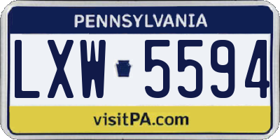 PA license plate LXW5594