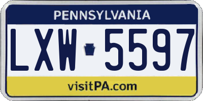 PA license plate LXW5597