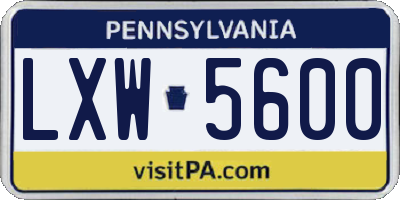 PA license plate LXW5600