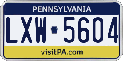 PA license plate LXW5604