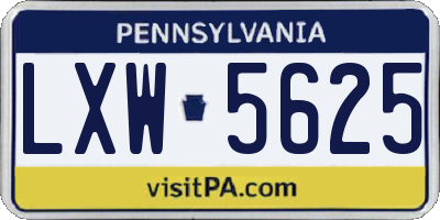 PA license plate LXW5625