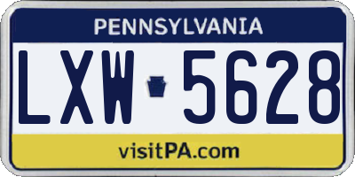 PA license plate LXW5628