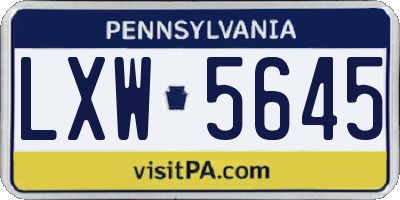 PA license plate LXW5645