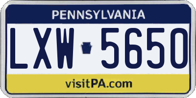 PA license plate LXW5650