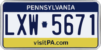 PA license plate LXW5671