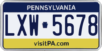 PA license plate LXW5678
