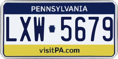 PA license plate LXW5679