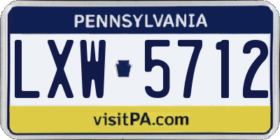 PA license plate LXW5712
