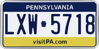 PA license plate LXW5718