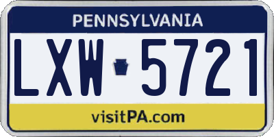 PA license plate LXW5721