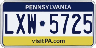 PA license plate LXW5725