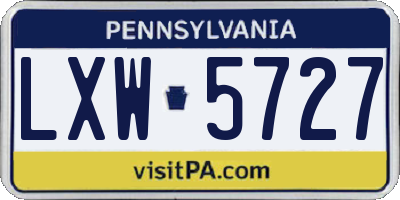 PA license plate LXW5727