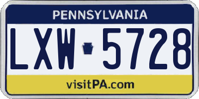 PA license plate LXW5728