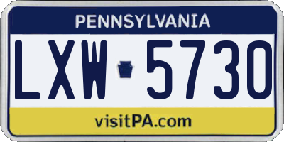 PA license plate LXW5730