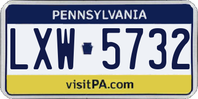 PA license plate LXW5732