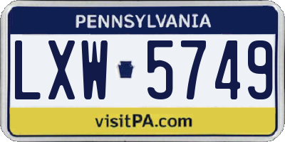 PA license plate LXW5749