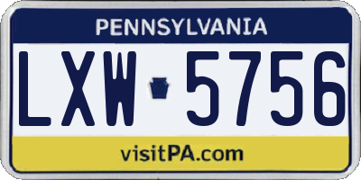 PA license plate LXW5756