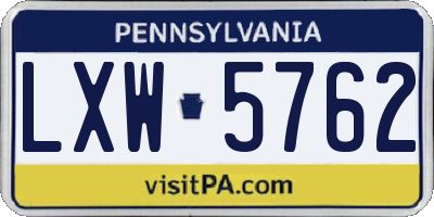 PA license plate LXW5762