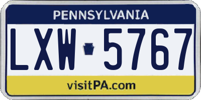 PA license plate LXW5767