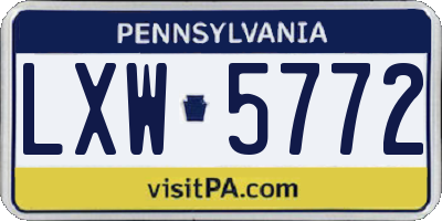 PA license plate LXW5772