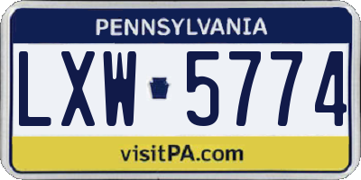 PA license plate LXW5774