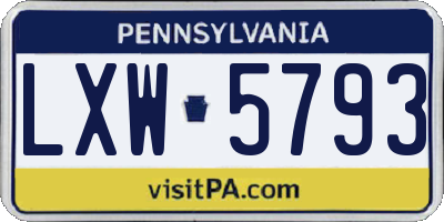 PA license plate LXW5793