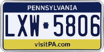PA license plate LXW5806