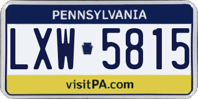 PA license plate LXW5815