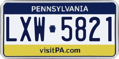 PA license plate LXW5821