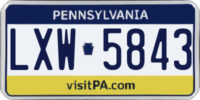 PA license plate LXW5843