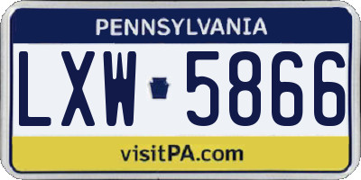 PA license plate LXW5866