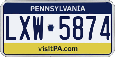 PA license plate LXW5874