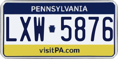 PA license plate LXW5876