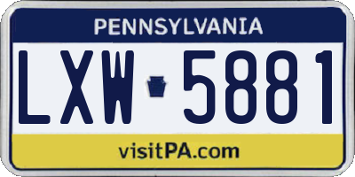 PA license plate LXW5881