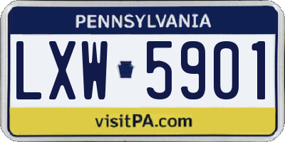 PA license plate LXW5901