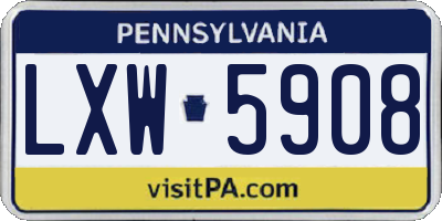 PA license plate LXW5908