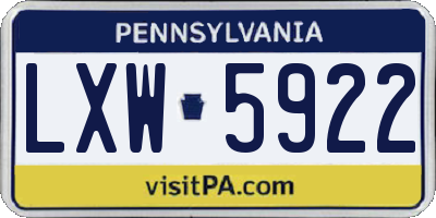 PA license plate LXW5922