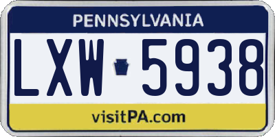 PA license plate LXW5938