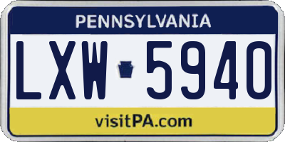 PA license plate LXW5940
