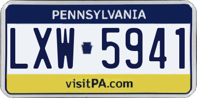 PA license plate LXW5941