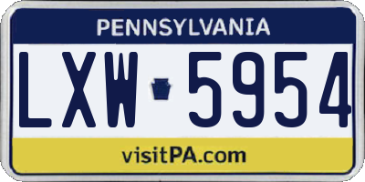 PA license plate LXW5954