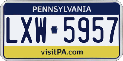 PA license plate LXW5957