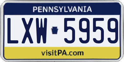 PA license plate LXW5959